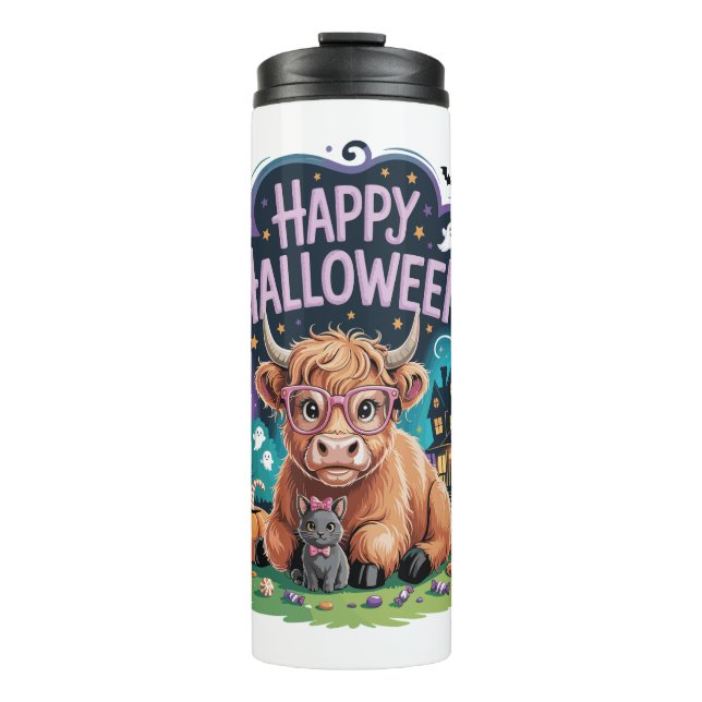 Halloween Cute Highland Cow (2) Thermal Tumbler (Front)