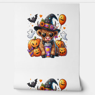 Halloween Cute Highland Cow Wallpaper