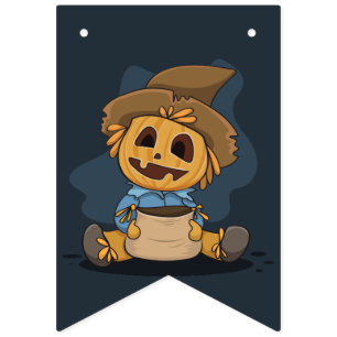 Halloween Cute Jack O' Lantern Bunting Flags