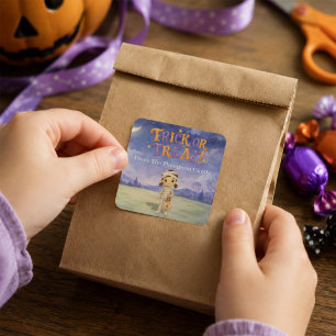 Halloween Cute Kid's Mummy Costume Trick or Treat Square Sticker