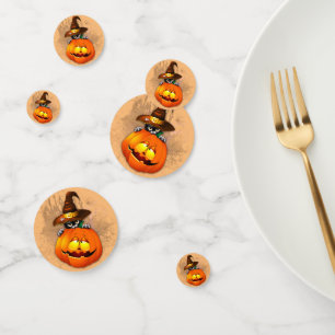 Halloween Cute Kitty Witch and Pumpkin Friend  Confetti