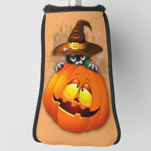 Halloween Cute Kitty Witch and Pumpkin Friend    Golf Head Cover