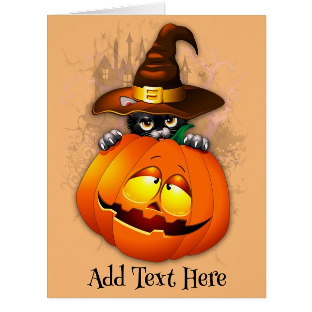 Halloween Cute Kitty Witch et ami Citrouille (Devant)