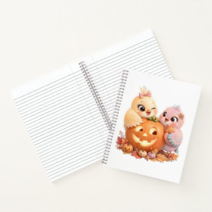 Halloween Cute Little Birds Pumpkin Design Notebook