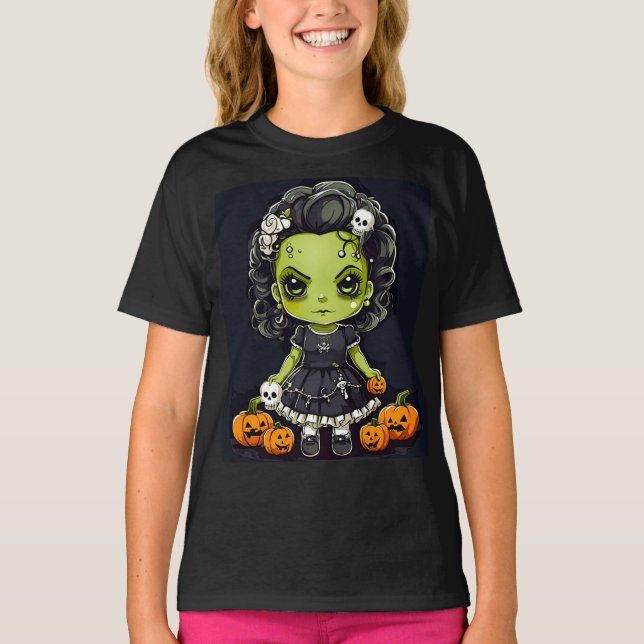 Halloween cute little frankenstein's bride T-Shirt (Front)