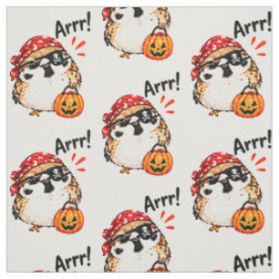 Halloween Cute Little Pirate Sparrow Bird Chibi  Fabric
