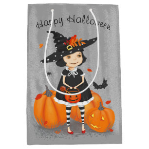 Halloween Cute Little Witch Postcard Medium Gift Bag