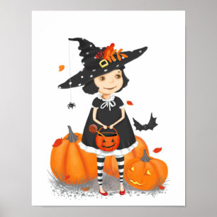 Halloween Cute Little Witch Poster