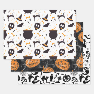 Halloween Cute Mixed Pattern  Wrapping Paper Sheet
