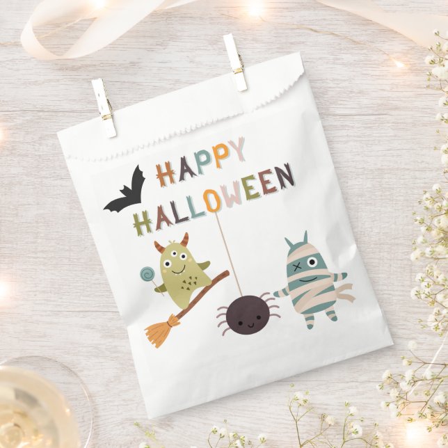 Halloween Cute Monsters Party Favour Bag (Clipped)