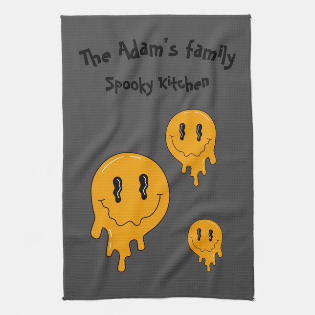 Halloween Cute Orange ghost ☜ custom Kitchen Towel (Vertical)