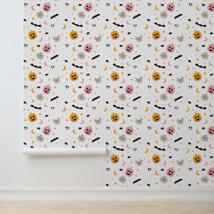 Halloween Cute Pattern Bat Pumpkin Ghost Spooky Wallpaper