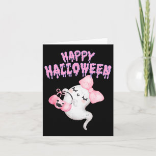 Halloween Cute Pink Ghost Fall Apparel Girls  Card