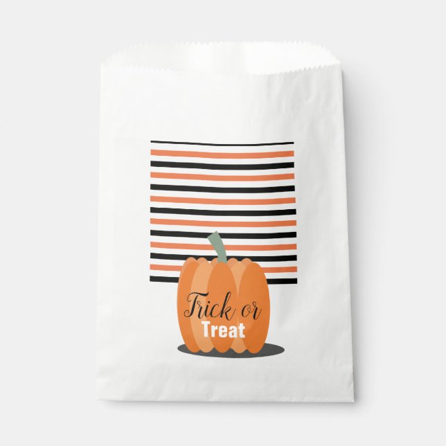 Halloween Cute Pumpkin and Stripes Treats Favour Bag (Front)