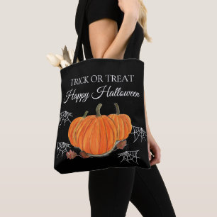 Halloween Cute Pumpkin Black Spider Webs Modern Tote Bag
