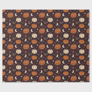 Halloween cute pumpkin cartoon pattern wrapping paper