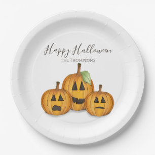 Halloween Cute Pumpkins Jack O'lanterns Paper Plate