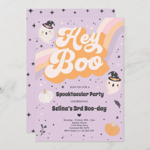 Halloween Cute Retro Spooky Ghost Birthday Party Invitation