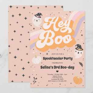Halloween Cute Retro Spooky Ghost Birthday Party Invitation