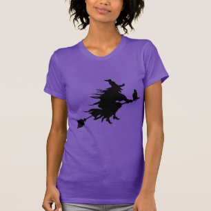 Halloween Cute Scary Black Witch Purple T-Shirt