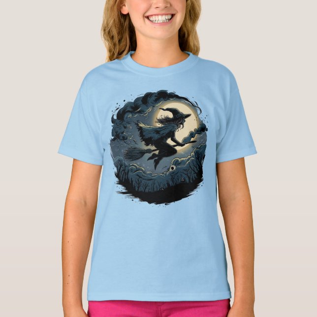 Halloween Cute Scary Witch  T-Shirt (Front)