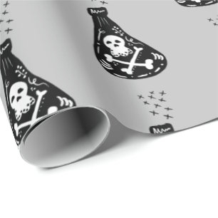 Halloween Cute Skeleton Poison Spooky Bottle Wrapping Paper