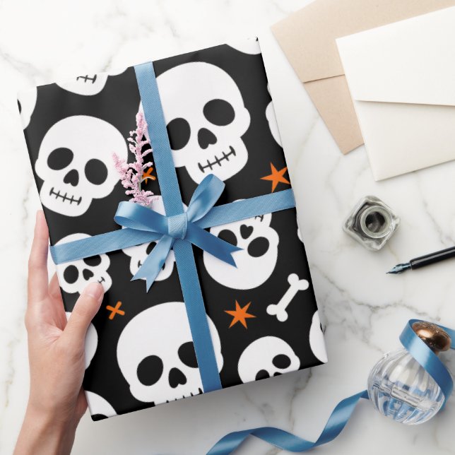 Halloween Cute Skull Spooky Pattern Wrapping Paper (Gifting)
