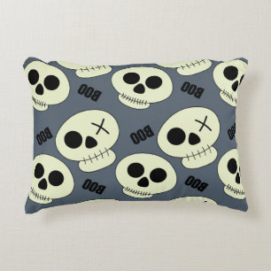 Halloween cute skull with boo childish seamless pa accent pillow