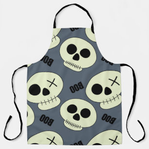 Halloween cute skull with boo childish seamless pa apron