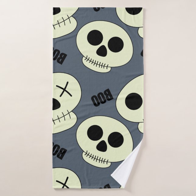 Halloween cute skull with boo childish seamless pa bath towel (Bath Towel)