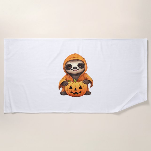 Halloween Cute Sloth Classic T-Shirt Beach Towel (Front)