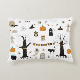 Halloween Cute Spooky Ghost Witch Pumpkin Accent Pillow