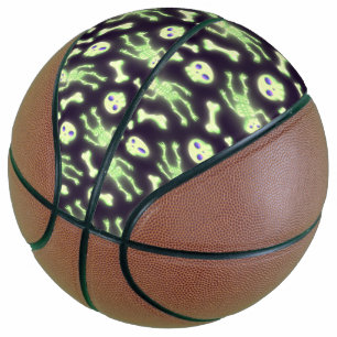 Halloween Cute Spooky Glowing Skeleton Bones Skull Basketball