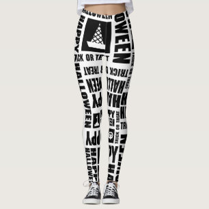 Halloween Cute Spooky Whimsical Black Pattern Leggings