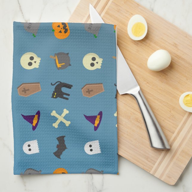 Halloween Cute Spooky Whimsical Funny Pattern Kitchen Towel (Quarter Fold)