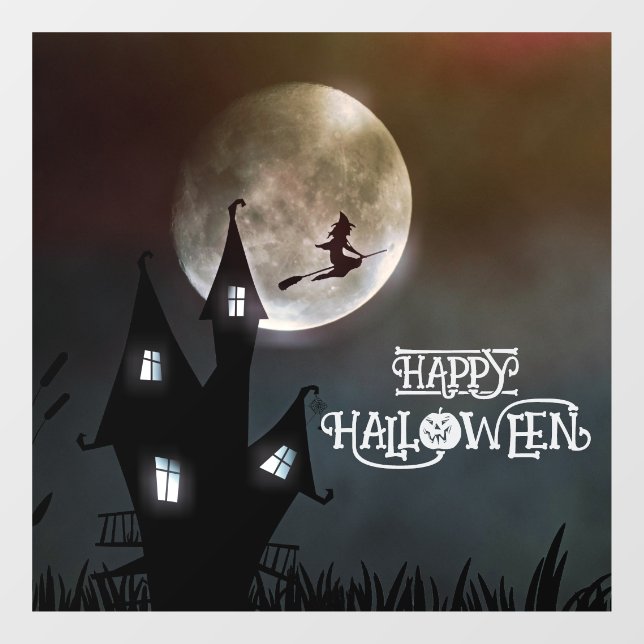 Halloween Cute Spooky Whimsical Witch Black  Window Cling (Sheet)