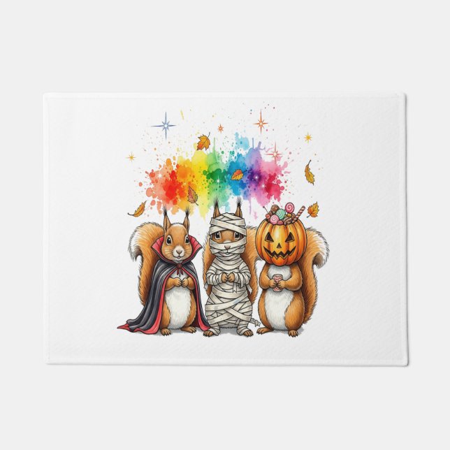 Halloween Cute Squirrels Costume Doormat (Front)