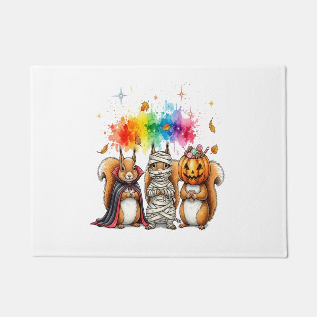 Halloween Cute Squirrels Costume Doormat (Front)