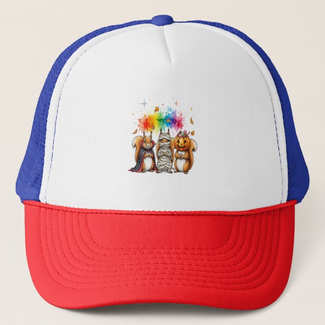 Halloween Cute Squirrels Costume Trucker Hat (Front)