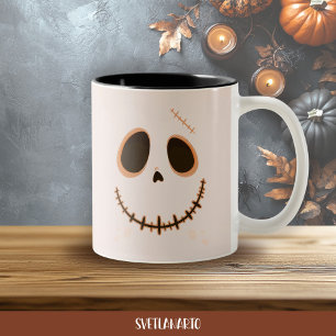 Halloween Cute Stitched Skull Skeleton Coffee Mug