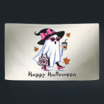 Halloween Cute Stylish Witch Ghost Coffee Cup Banner<br><div class="desc">Halloween Cute Stylish Witch Ghost Coffee Cup Banner. Unique,  beautiful,  stylish design. Easy to be personalized. Font style,  size and colours can be changed. Matching items are available.</div>