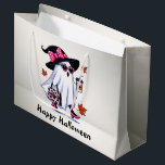 Halloween Cute Stylish Witch Ghost Coffee Cup Large Gift Bag<br><div class="desc">Halloween Cute Stylish Witch Ghost Coffee Cup Large Gift Bag. Unique,  beautiful,  stylish design. Easy to be personalized. Font style,  size and colours can be changed. Matching items are available.</div>