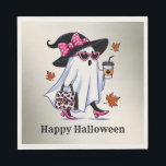 Halloween Cute Stylish Witch Ghost Coffee Cup Napkin<br><div class="desc">Halloween Pink Flowers Evil Bat Green Leaves Napkins. Easy to be customized to your preference. Great for parties and celebrations. Matching items available. Happy Halloween.</div>