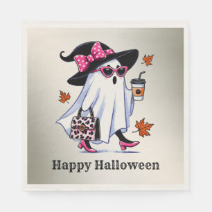 Halloween Cute Stylish Witch Ghost Coffee Cup Napkin