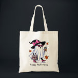 Halloween Cute Stylish Witch Ghost Coffee Cup Tote Bag<br><div class="desc">Halloween Cute Stylish Witch Ghost Coffee Cup Tote Bag. Unique,  beautiful,  stylish design. Easy to be personalized. Font style,  size,  and colours can be changed. Matching items are available.</div>