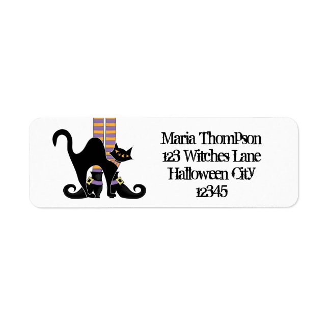 Halloween Cute Whimsical Witch Shoes Black Cat (Front)