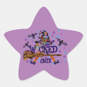 Halloween Cute Wicked Witch Star Sticker