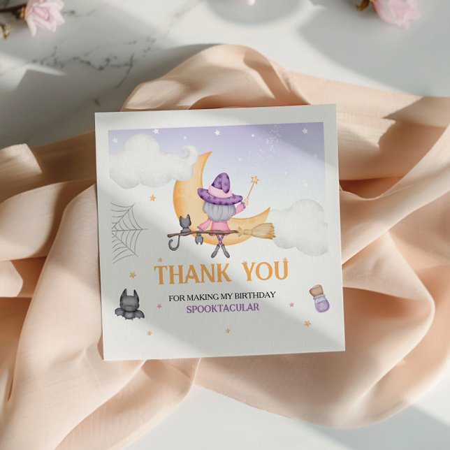 Halloween Cute Witch Birthday Party Napkin (Creator Uploaded)