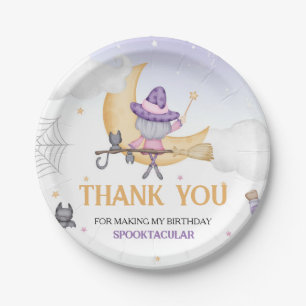Halloween Cute Witch Birthday Party Paper Plate