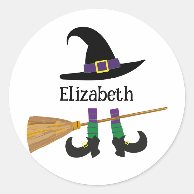 Halloween Cute Witch Custom  Classic Round Sticker (Front)